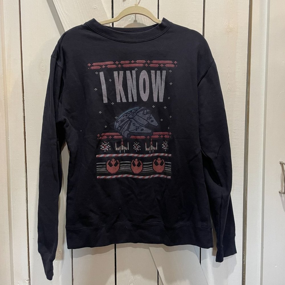 Star wars millennium falcon christmas navy sweater medium